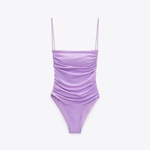 NWT ZARA draped swimsuit (hygiene liner attached)